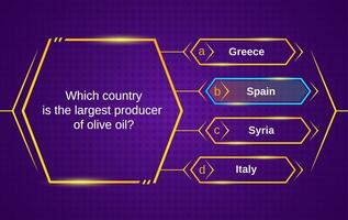 Quiz template with question and answer option vector
