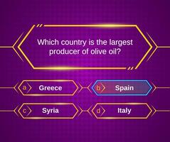 Quiz template, question game, tv show with answer vector