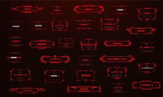 HUD danger, warning red interface frames, game ui vector