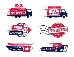 Free delivery icons, courier car, truck and parcel vector