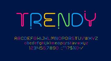 Modern font or type round typeface set vector