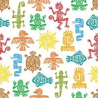 Maya, Aztec totems seamless pattern background vector