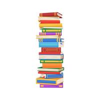 Stack of books isolated high pile of textbooks vector