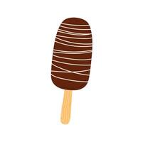 Chocolate ice cream on stick, eskimo dessert vector