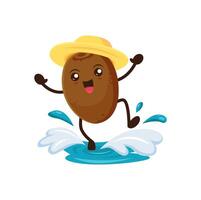 Cartoon kiwi fruit character on summer oceanside vector