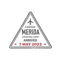 Arrival airport visa, Merida departed stamp vector