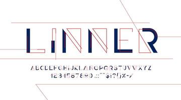 Geometric line font, typeface, alphabet vector