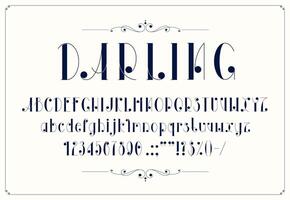 Elegant monogram font, type or romantic typeface vector