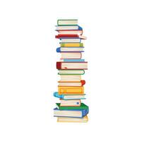 Stacked textbooks high heap of studying literature vector
