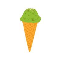 Ice cream summer dessert, ice-cream in wafer cone vector
