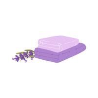 Lilac towels bath fabric with lavender branch vector