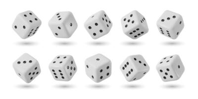 Realistic dices, 3d gamble game cubes isolated set vector