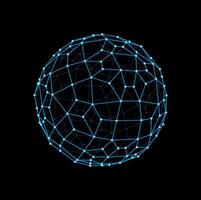 Wireframe sphere and 3d polygon ball shape vector
