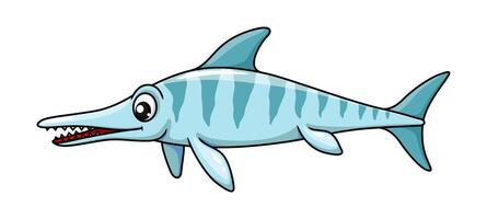 Cartoon ichthyosaurus dinosaur reptile character vector