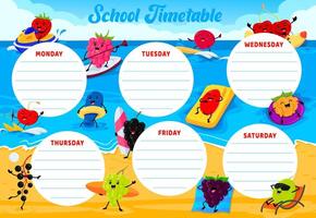 Education timetable with berry characters on beach vector