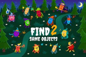 Find two same cartoon micronutrient wizard mages vector