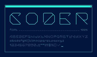 Digital sci fi tech font, type futuristic typeface vector