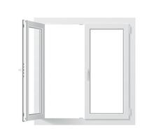 Realistic pvc window with open sash 3d mockup vector