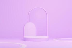 Purple podium with arch, realistic 3d platform vector