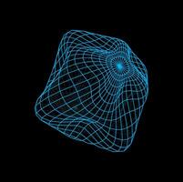 3d futuristic sphere and bent wireframe ball shape vector