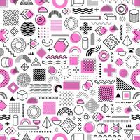 Memphis geometric shapes pattern, background vector