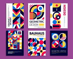 Abstract geometric shapes patterns, bauhaus poster vector