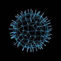 Futuristic wireframe sphere, 3d ball structure vector