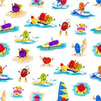 Micronutrient characters on vacation, pattern vector