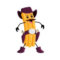 Cartoon churros cowboy and sheriff, and robber vector