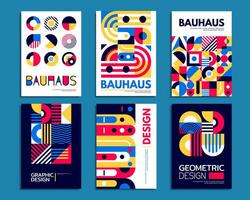Abstract geometric bauhaus patterns, retro posters vector