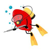 Cartoon rosehip berry character hunt with gun vector