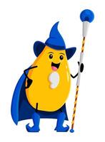 Cartoon mango tropical fruit wizard, warlock, wiz vector