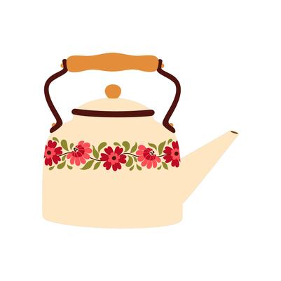 Cartoon metal teapot, kettle with floral print