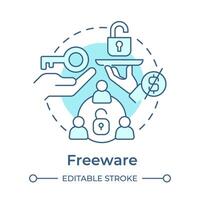 Freeware soft blue concept icon. Customer service, usage tracking. Software licensing. Round shape line illustration. Abstract idea. Graphic design. Easy to use in infographic, presentation vector