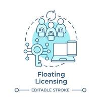 Floating licensing soft blue concept icon. Device tracking, network license. User access control. Round shape line illustration. Abstract idea. Graphic design. Easy to use in infographic vector