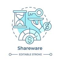 Shareware soft blue concept icon. Free service. Access control, software licensing. Round shape line illustration. Abstract idea. Graphic design. Easy to use in infographic, presentation vector