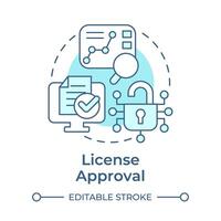License approval soft blue concept icon. Software validation, certification documents. Round shape line illustration. Abstract idea. Graphic design. Easy to use in infographic, presentation vector