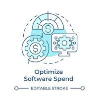 Optimize software spend soft blue concept icon. Business expenses organization. Round shape line illustration. Abstract idea. Graphic design. Easy to use in infographic, presentation vector