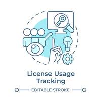License usage tracking soft blue concept icon. Licensing software, access control. Round shape line illustration. Abstract idea. Graphic design. Easy to use in infographic, presentation vector
