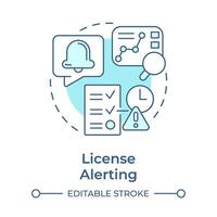License alerting soft blue concept icon. Notification bell, task accomplishment. Round shape line illustration. Abstract idea. Graphic design. Easy to use in infographic, presentation vector
