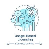 Usage-based licensing soft blue concept icon. Pricing model, license compliance. Round shape line illustration. Abstract idea. Graphic design. Easy to use in infographic, presentation vector