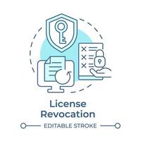 License revocation soft blue concept icon. Access protection, agreement document. Round shape line illustration. Abstract idea. Graphic design. Easy to use in infographic, presentation vector