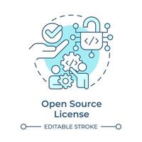 Open source license soft blue concept icon. Software development, code licensing. Round shape line illustration. Abstract idea. Graphic design. Easy to use in infographic, presentation vector