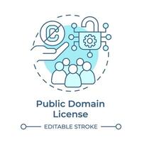 Public domain license soft blue concept icon. Open source software. Community organization. Round shape line illustration. Abstract idea. Graphic design. Easy to use in infographic, presentation vector