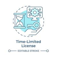 Time-limited license soft blue concept icon. Business licensing, pricing model. Round shape line illustration. Abstract idea. Graphic design. Easy to use in infographic, presentation vector
