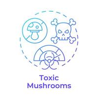 Toxic mushrooms blue gradient concept icon. Deadly poisonous fungi. Harmful wild mushrooms. Health risk. Round shape line illustration. Abstract idea. Graphic design. Easy to use in article vector