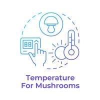 Temperature control blue gradient concept icon. Optimal conditions for growing mushrooms. Indoor farming. Round shape line illustration. Abstract idea. Graphic design. Easy to use in article vector