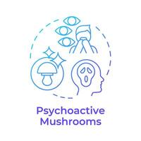 Psychoactive mushrooms blue gradient concept icon. Magic mushrooms. Visual distortions. Psychedelic fungi. Round shape line illustration. Abstract idea. Graphic design. Easy to use in article vector