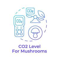 CO2 level blue gradient concept icon. Optimal conditions for growing mushrooms. Indoor farming. Fresh air exchange. Round shape line illustration. Abstract idea. Graphic design. Easy to use in article vector