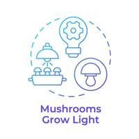 Mushrooms grow light blue gradient concept icon. Optimal conditions for growing mushrooms. Indoor farming. Round shape line illustration. Abstract idea. Graphic design. Easy to use in article vector